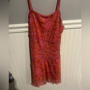 Wild Fable Pink and Orange Floral Midi Dress